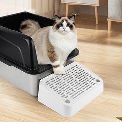 Bartuke Self-Cleaning Cat Litter Box Ramp Mat with Filter Function, White, 11.5 x 8 x 2-in