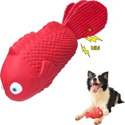 gerhui Clown Fish Squeaky Chew Dog Toy, Red