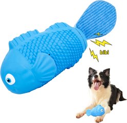 gerhui Clown Fish Squeaky Chew Dog Toy, Blue