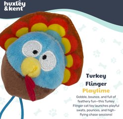 Huxley & Kent Flinger Turkey Plush Cat Toy, Blue/Brown slide 2 of 8