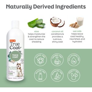 Hartz True Coat Thick 5 in 1 De-Sheds & Softens with Oat Milk, Coconut Oil & Aloe Dog Shampoo, 16-fl oz bottle