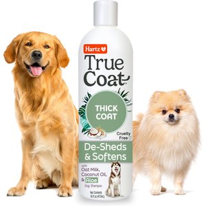 Hartz True Coat Thick 5 in 1 De-Sheds & Softens with Oat Milk, Coconut Oil & Aloe Dog Shampoo, 16-fl oz bottle