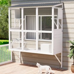 YODOLLA Catio Outdoor Cat Enclosure with Window Access, White