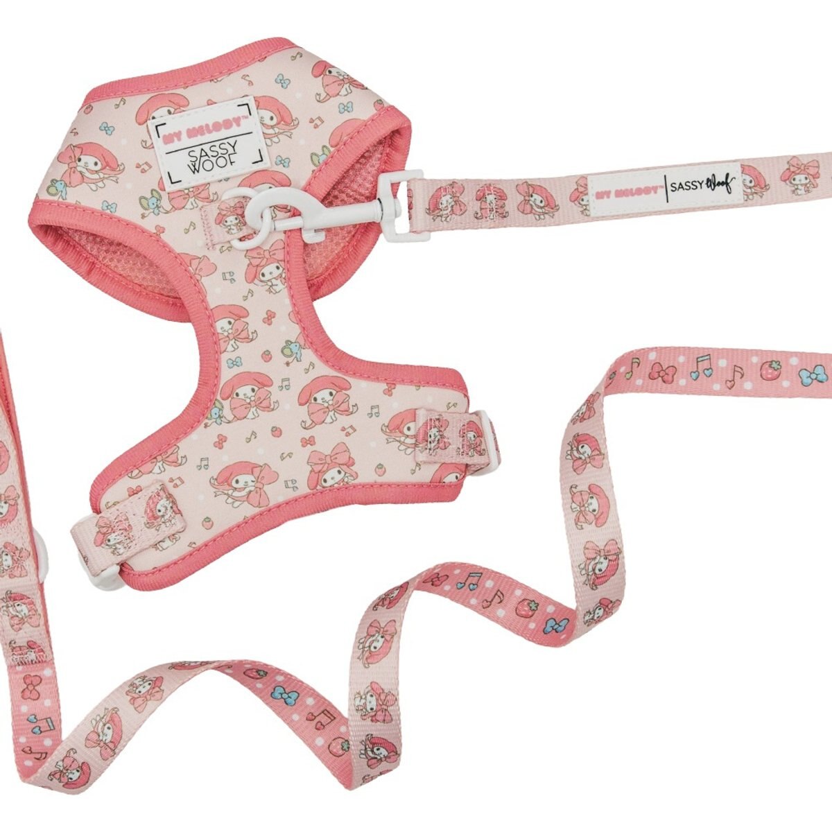 Sassy Woof My Melody Dog Harness & Leash, XX-Small: 10 to 14-in ches