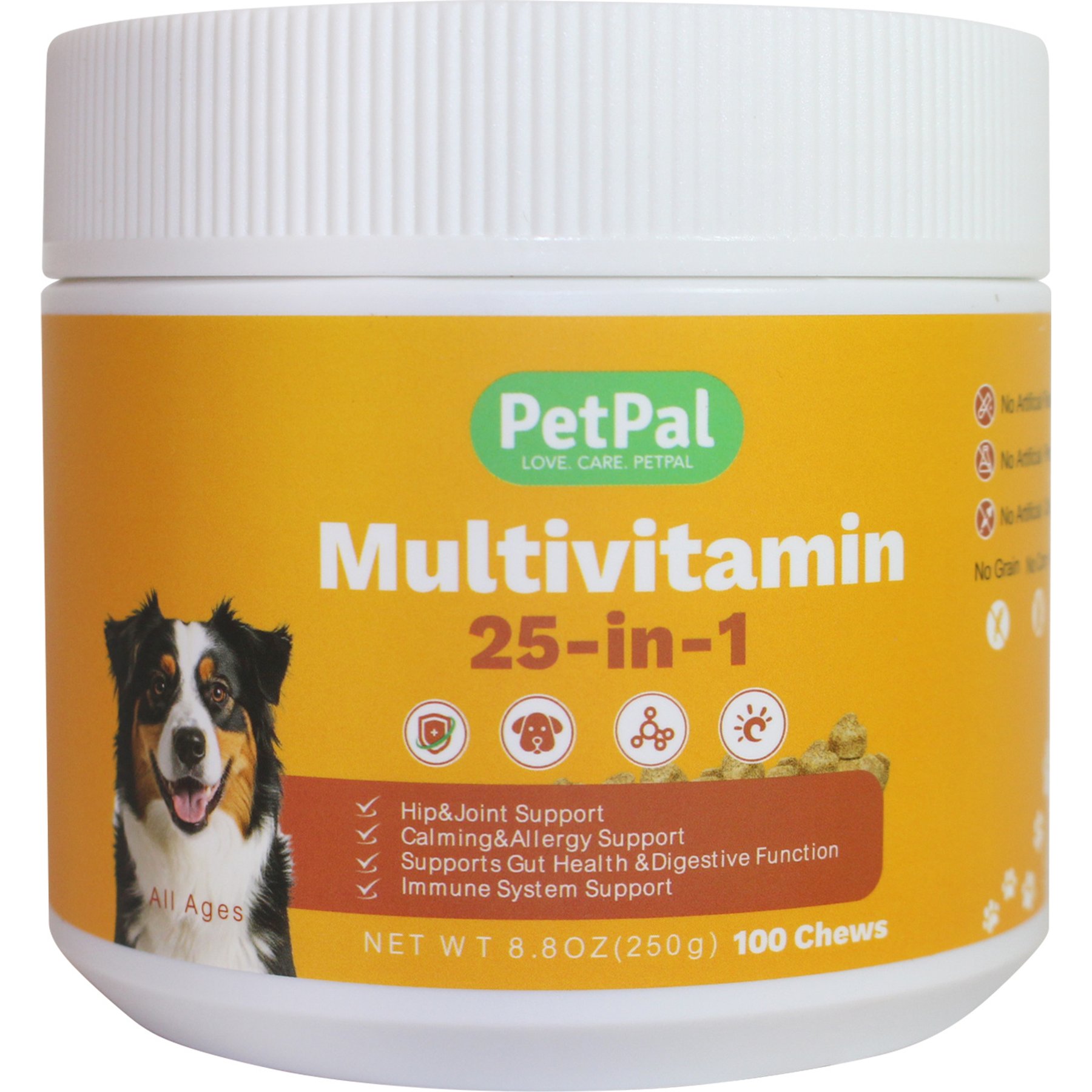 PetPal Immune, Skin & Energy Support All-In-One Multivitamin Chicken Flavored Soft Chews for Dogs, 100 Chews