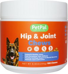 PetPal Glucosamine & Chondroitin Hip & Joint Support Soft & Chewy Chicken Flavored Dog Treats, 100 chews