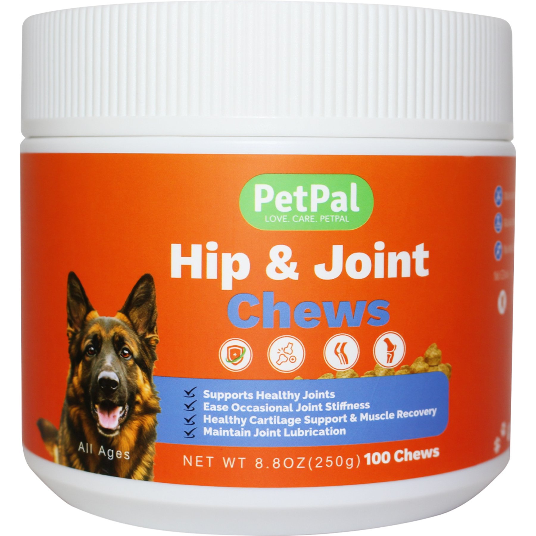 PetPal Glucosamine & Chondroitin Hip & Joint Support Soft & Chewy Chicken Flavored Dog Treats, 100 chews