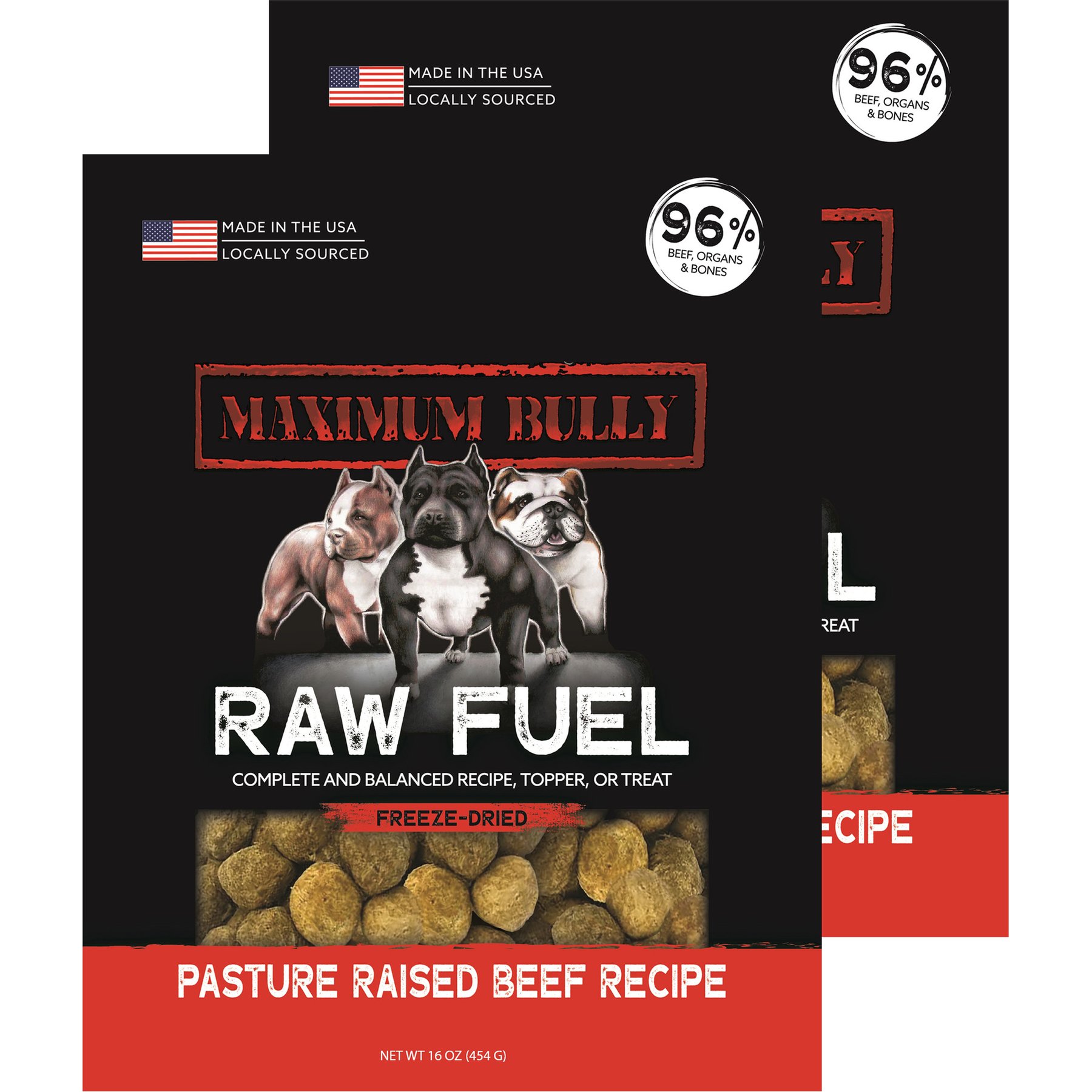 Raw Fuel Maximum Bully Pasture Raised Beef Recipe Freeze-Dried Dog Food, 32-oz bundle