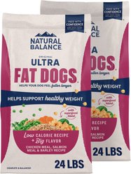 Natural Balance Original Ultra Fat Dogs Chicken & Salmon Formula Low Calorie Weight Management Dry Dog Food, 48-lb bundle