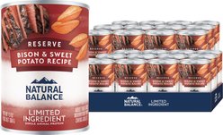 Natural Balance Limited Ingredient Reserve Bison & Sweet Potato Recipe Wet Dog Food, 13-oz can, bundle of 24
