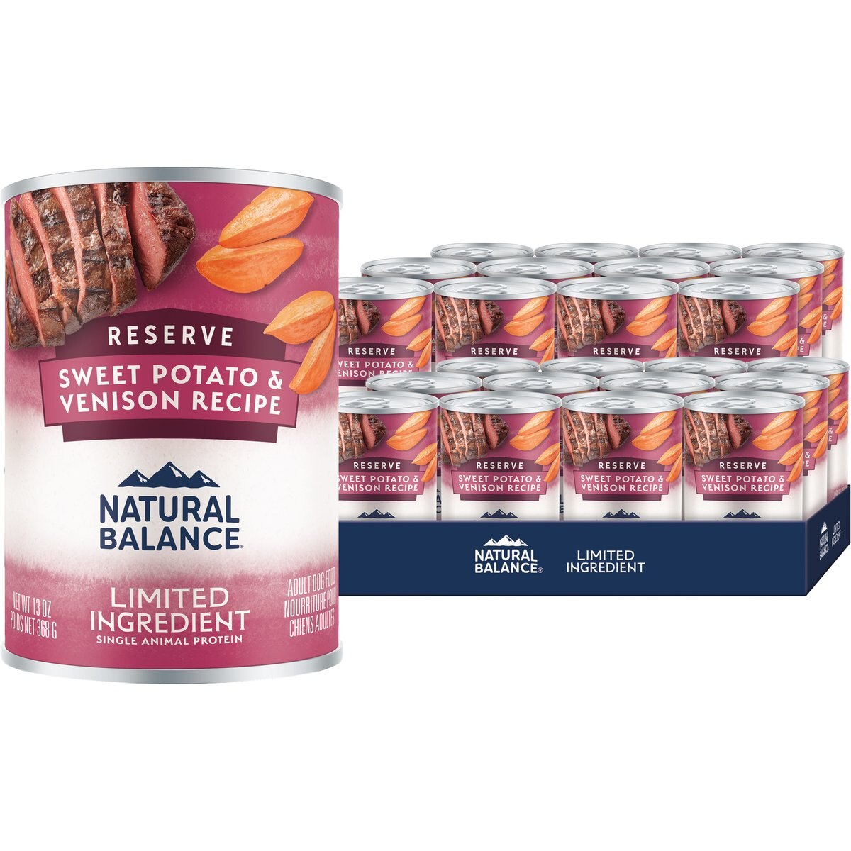 Natural Balance Limited Ingredient Reserve Sweet Potato & Venison Recipe Wet Dog Food, 13-oz can, bundle of 24