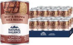 Natural Balance Limited Ingredient Beef & Brown Rice Recipe Canned Dog Food, 13-oz can, bundle of 24