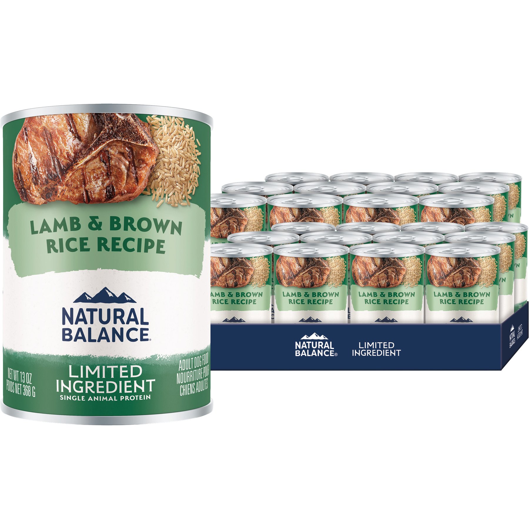 Natural Balance Limited Ingredient Lamb & Brown Rice Recipe Wet Dog Food, 13-oz can, bundle of 24