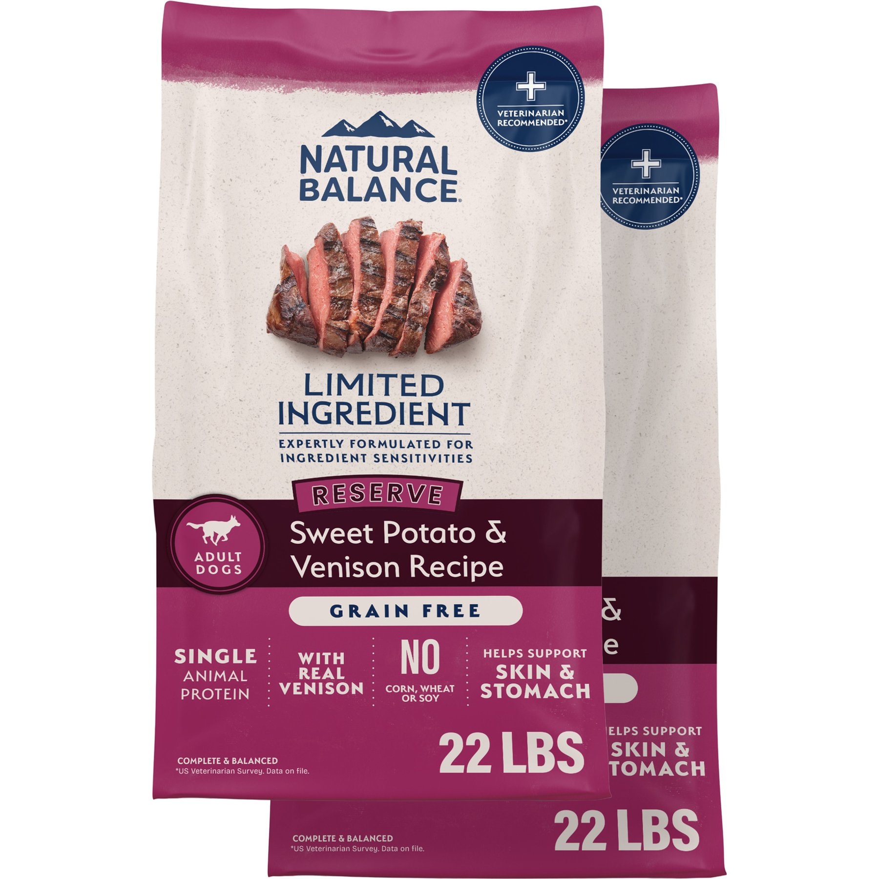 Natural Balance Limited Ingredient Reserve Grain-Free Sweet Potato & Venison Recipe Dry Dog Food, 44-lb bundle