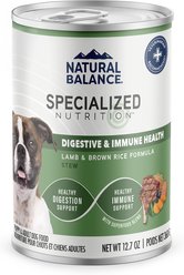 Natural Balance Specialized Nutrition Digestive & Immune Health Adult Lamb & Brown Rice Formula Wet Dog Food, 12.7-oz can, bundle of 24