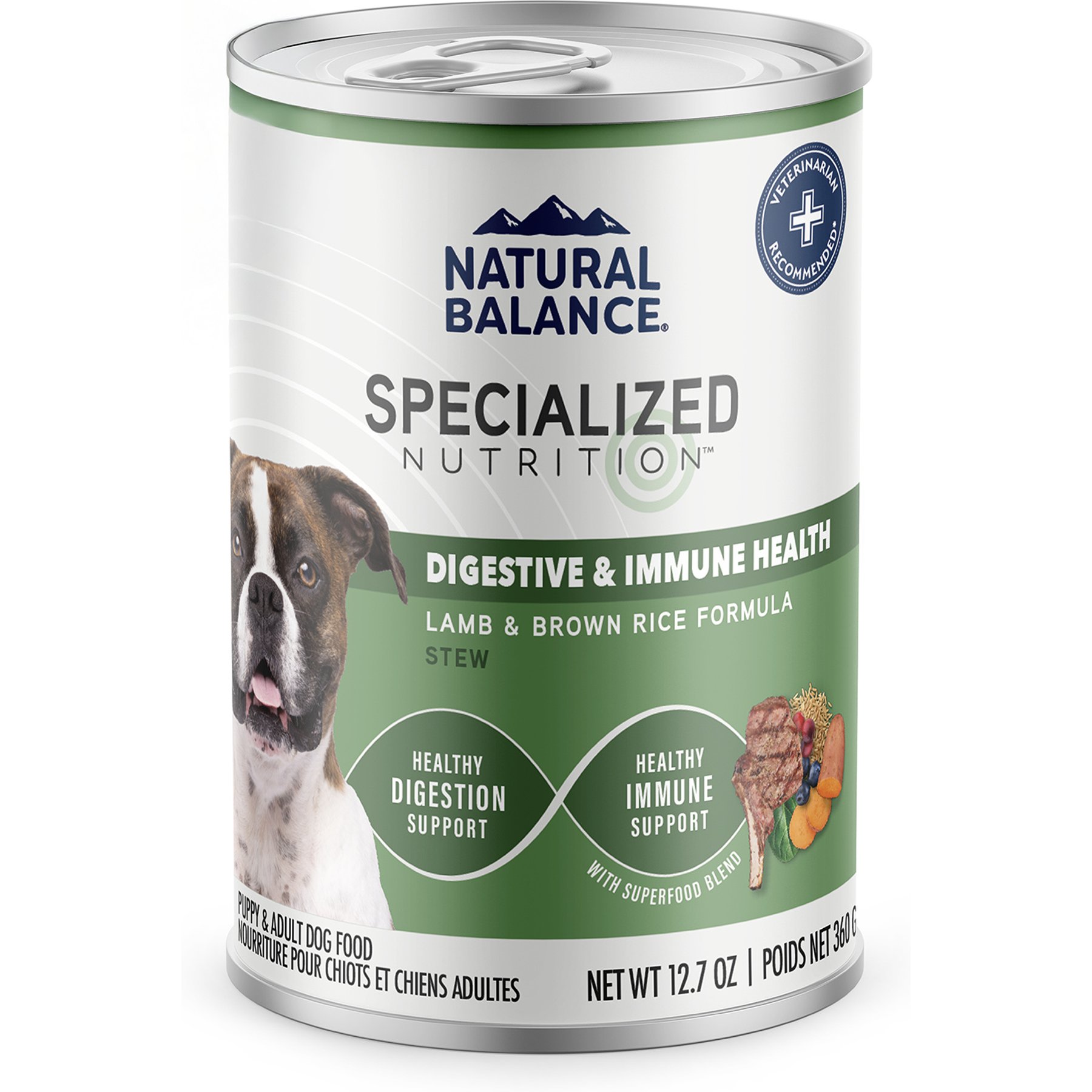 Natural Balance Specialized Nutrition Digestive & Immune Health Adult Lamb & Brown Rice Formula Wet Dog Food, 12.7-oz can, bundle of 24
