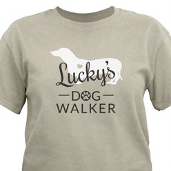 PGS Dachshund Breed Silhouette with Heart Dog Walker T-Shirt, Sand, XXXX-Large