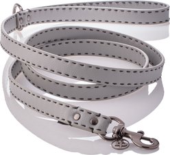 Pet Passion Rein Saddle Stitch Vegan Leather Dog Leash, Gray, 6-ft long, 1-in wide