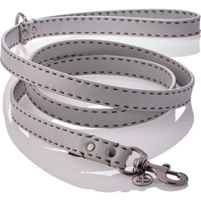 Pet Passion Pet Passion Rein Saddle Stitch Vegan Leather Dog Leash, Gray, 6-ft long, 1-in wide