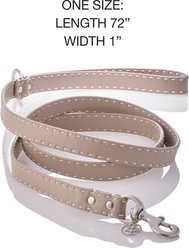 Pet Passion Rein Saddle Stitch Vegan Leather Dog Leash, Dappled Cashmere, 6-ft long, 1-in wide slide 2 of 8