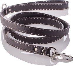 Pet Passion Rein Saddle Stitch Vegan Leather Dog Leash, Chocolate Espresso, 6-ft long, 1-in wide