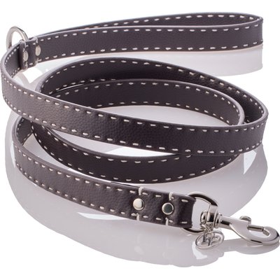 Pet Passion Pet Passion Rein Saddle Stitch Vegan Leather Dog Leash, Chocolate Espresso, 6-ft long, 1-in wide