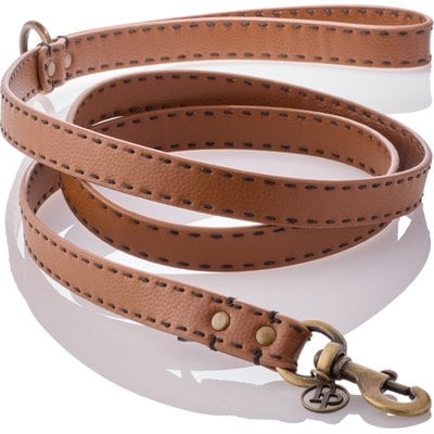 Pet Passion Pet Passion Rein Saddle Stitch Vegan Leather Dog Leash, Chestnut Hunter, 6-ft long, 1-in wide