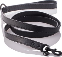 Pet Passion Rein Saddle Stitch Vegan Leather Dog Leash, Black Beauty, 6-ft long, 1-in wide