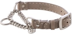 Pet Passion Rein Vegan Leather Chain Martingale Dog Collar, Dappled Cashmere, Large: 14-in neck, 1-in wide