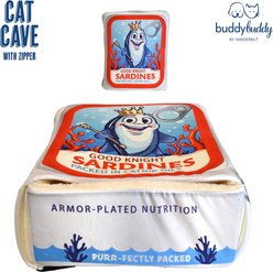 Buddy Buddy Cave Non-Slip Bottom Removable Cover Covered Cat Bed, Blue/Red, 18-in slide 2 of 6