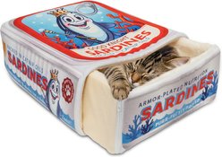 Buddy Buddy Cave Non-Slip Bottom Removable Cover Covered Cat Bed, Blue/Red, 18-in