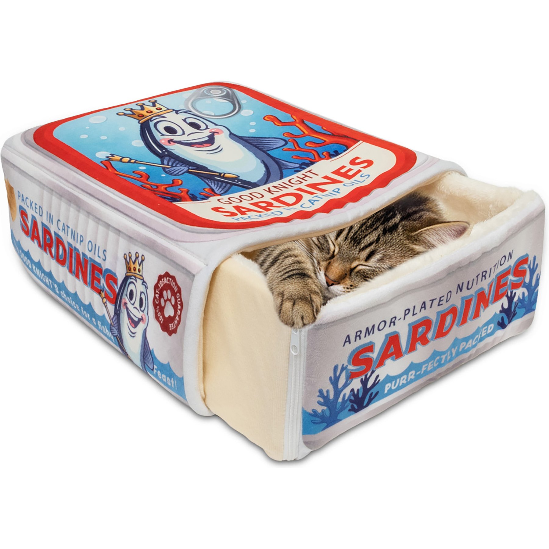 Buddy Buddy Cave Non-Slip Bottom Removable Cover Covered Cat Bed, Blue/Red, 18-in