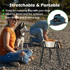 ADENGL 3 Height Adjustable Fits Bowl 8.3 to 12.6-in Non-Skid Metal Dog Feeder, Black, Giant slide 2 of 4