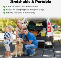 ADENGL Raised Adjustable Width 7 to 10.6-in Non-Skid Metal Dog Bowl Stand, Black, Large slide 2 of 4