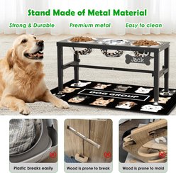 ADENGL Non-Skid 3-Adjustable Height Elevated Metal Dog Bowl, Black, 7-cup each, 3 count slide 2 of 3