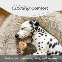 Best Friends by Sheri The Original Calming Shag Fur Donut Cuddler Cat & Dog Bed, Frost, Small slide 2 of 9