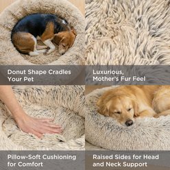 Best Friends by Sheri The Original Calming Shag Fur Donut Cuddler Cat & Dog Bed, Taupe, Small slide 2 of 9