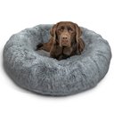 Best Friends by Sheri The Original Calming Shag Fur Donut Cuddler Cat & Dog Bed, Grey, Large