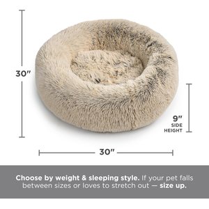 Best Friends by Sheri The Original Calming Shag Fur Donut Cuddler Cat & Dog Bed, Frost, Medium