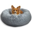 Best Friends by Sheri The Original Calming Shag Fur Donut Cuddler Cat & Dog Bed, Grey, Small