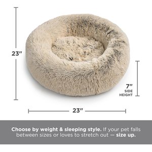 Best Friends by Sheri The Original Calming Shag Fur Donut Cuddler Cat & Dog Bed, Taupe, Small
