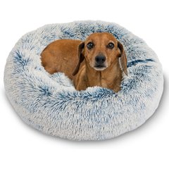 Best Friends by Sheri The Original Calming Shag Fur Donut Cuddler Cat & Dog Bed, Denim, Small