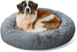 Best Friends by Sheri The Original Calming Shag Fur Donut Cuddler Cat & Dog Bed, Grey, X-Large slide 1 of 9