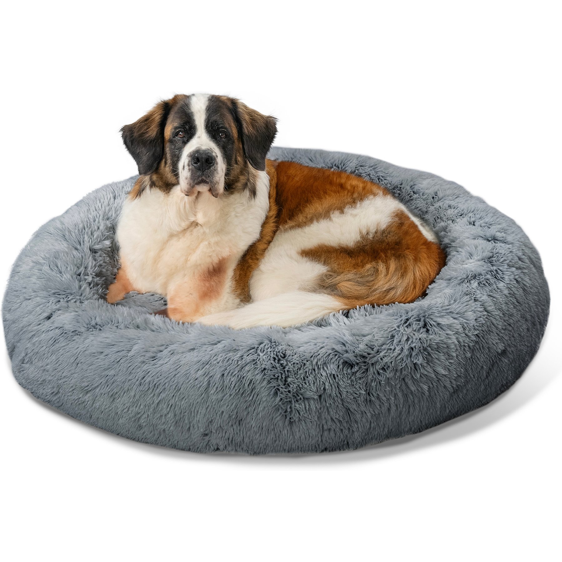 Best Friends by Sheri The Original Calming Shag Fur Donut Cuddler Cat & Dog Bed, Grey, X-Large
