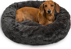Best Friends by Sheri Calming Lux Fur Donut Cuddler Bolster Cat & Dog Bed, Mink, Small