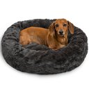 Best Friends by Sheri Calming Lux Fur Donut Cuddler Bolster Cat & Dog Bed, Mink, Small