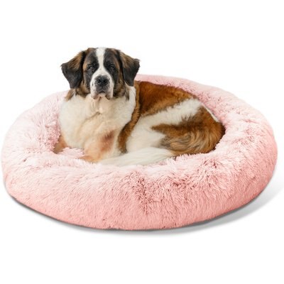 Best Friends by Sheri Best Friends by Sheri The Original Calming Shag Fur Donut Cuddler Cat & Dog Bed, Cotton Candy, X-Large