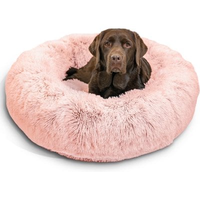 Best Friends by Sheri Best Friends by Sheri The Original Calming Shag Fur Donut Cuddler Cat & Dog Bed, Cotton Candy, Large