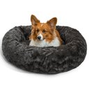 Best Friends by Sheri Calming Lux Fur Donut Cuddler Bolster Cat & Dog Bed, Mink, Medium