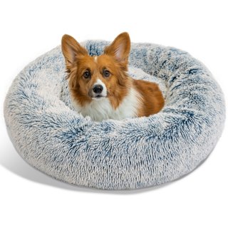 Best Friends by Sheri The Original Calming Shag Fur Donut Cuddler Cat & Dog Bed, Denim, Medium slide 1 of 9
